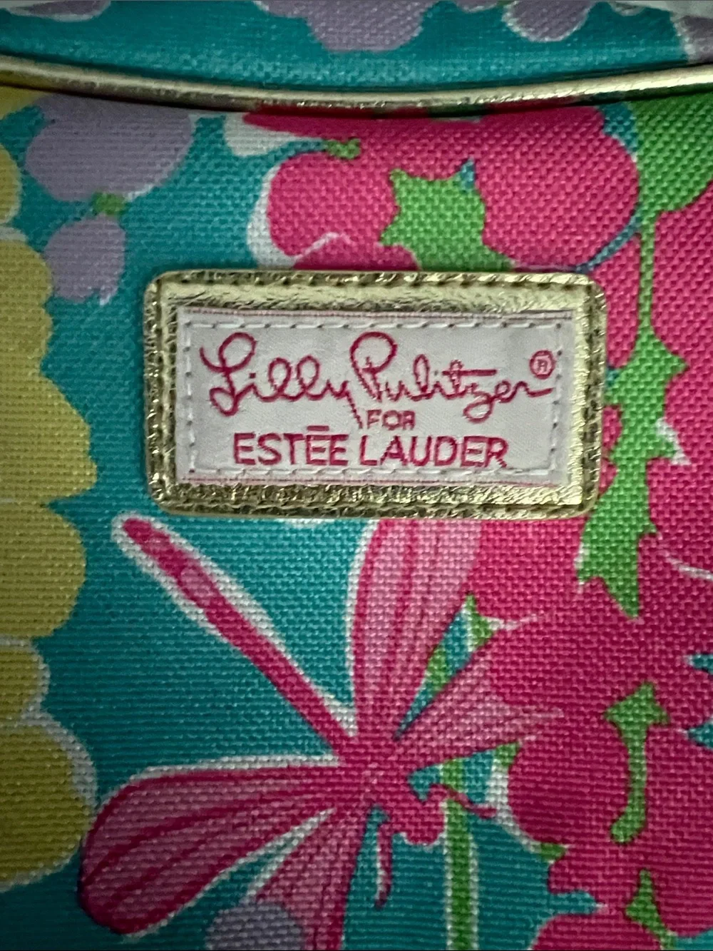 Lilly Pulitzer for Estee Lauder | Bright Floral Cosmetic Case Teal Pink Yellow